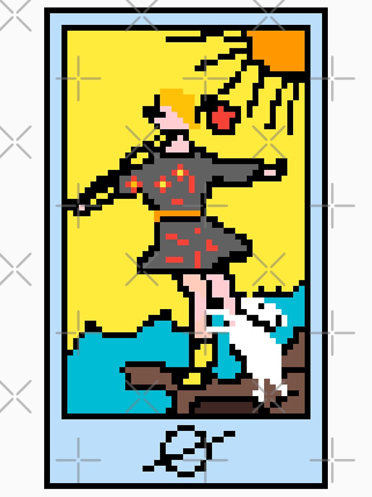 Wait, is this pixel art tarot? White - Major Arcana 'The Fool' (Design for T-shirt, stickers and other accessories) by Pixel Waite