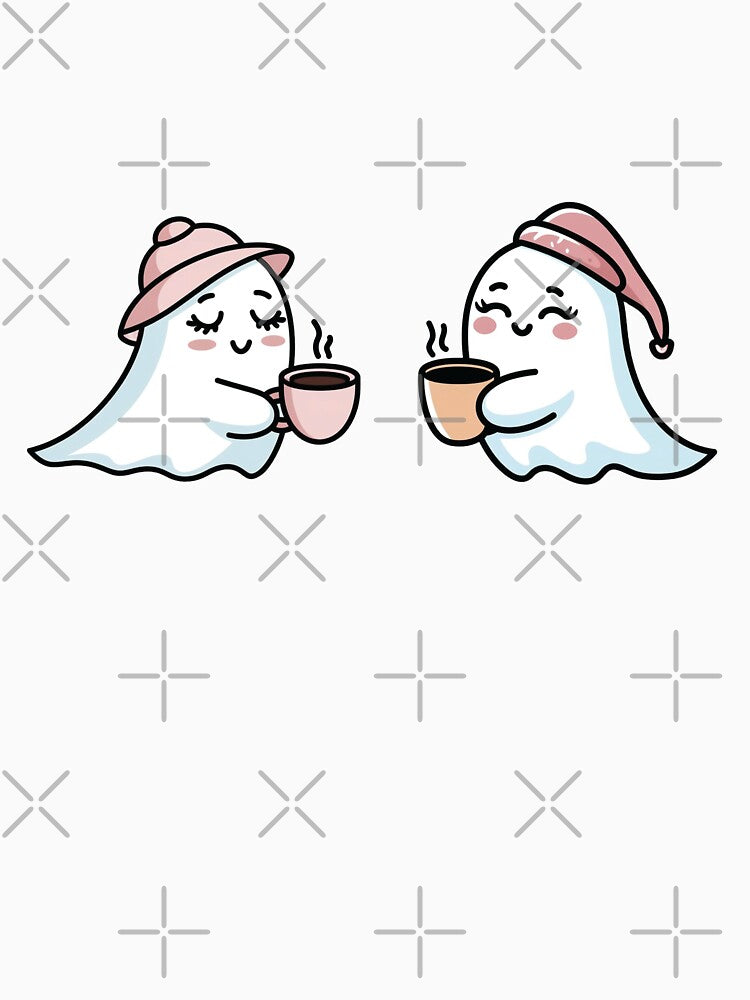 Coffee ghost with cute pink hat by Ninonova-shop