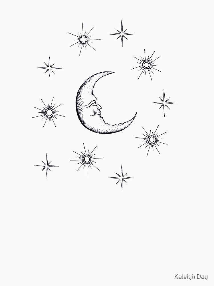 Vintage Celestial Moon & Stars by Kaleigh Day