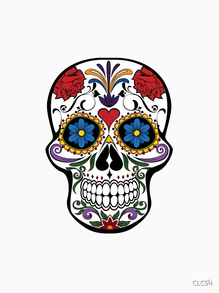 Sugar Skull Dia de los Muertos Floral Colorful Roses Mexican Gift by CLC54
