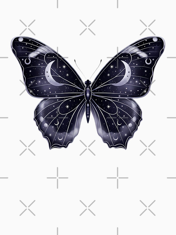 Butterfly With Stars And Moon Pattern On Wings Mystical by pumsquare