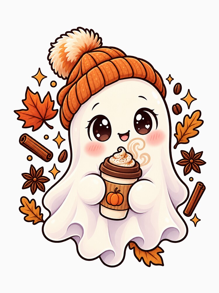 Pumpkin Spice Ghost Shirt, Cute PSL Ghost T-Shirt, Fall Ghost Graphic Tee, Autumn Coffee Lover Shirt, Cozy Halloween Fall Gift by cozydrops