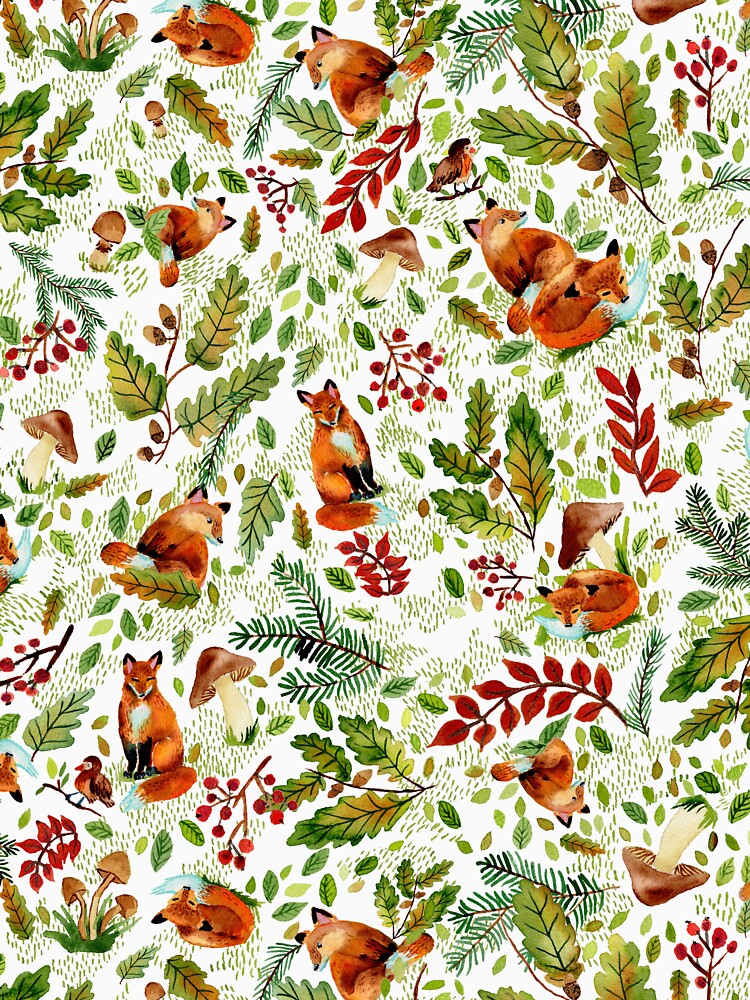 Autumn Girl with Foxes by SandraArtStudio