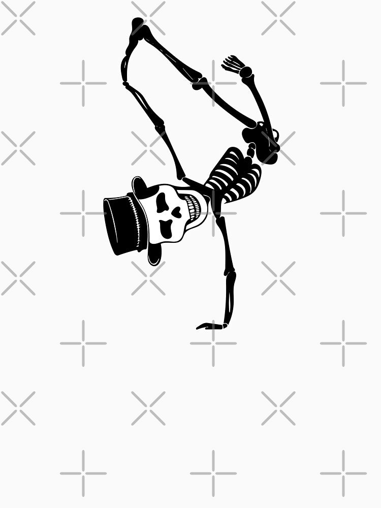 Dancing man skeleton on the orange background by kMariaART