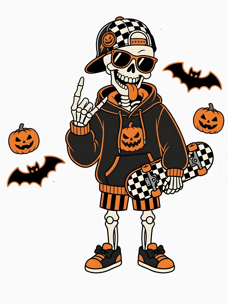 Skateboard Skeleton Boys Halloween by KroghDs