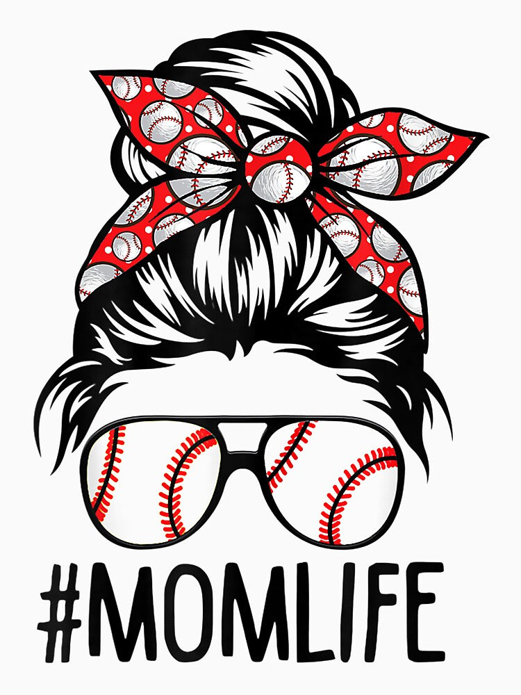 Mom Life Softball Baseball Mothers Day Messy Bun by vastscreen