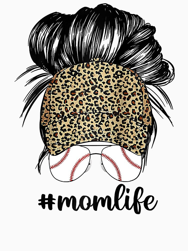 Mom Life Leopard Baseball Cap Messy Bun Mother's Day by Xtjjae