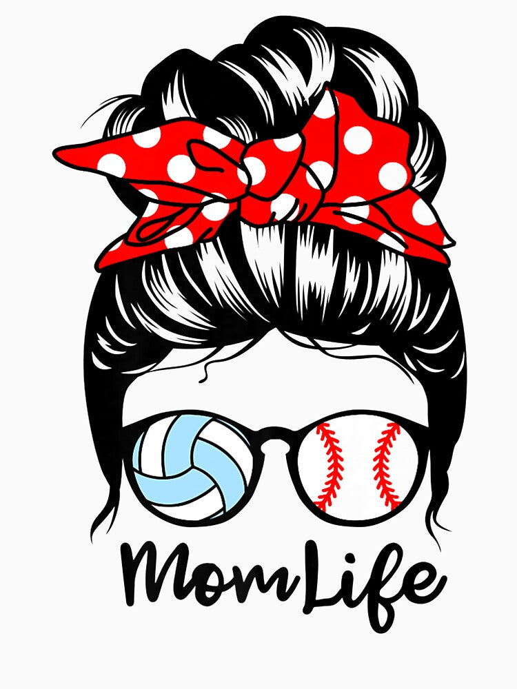 Mom Life Messy Bun Hair Funny Baseball Volleyball Mom Premium by ToddJJJ