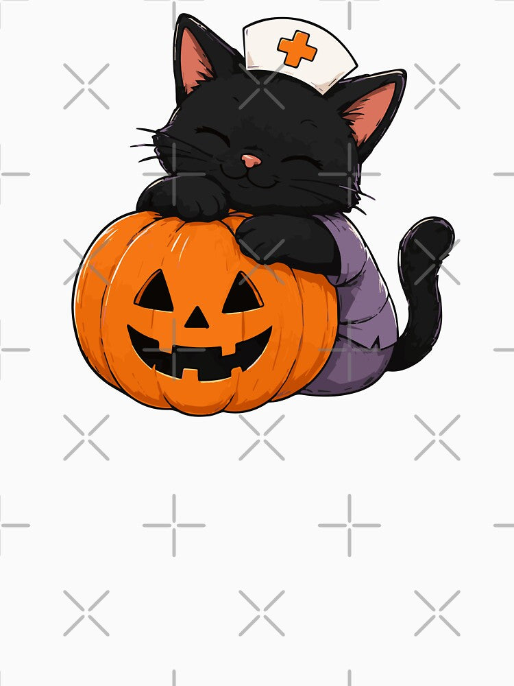 NURSE HALLOWEEN funny cat and pumpkin by YNELENT