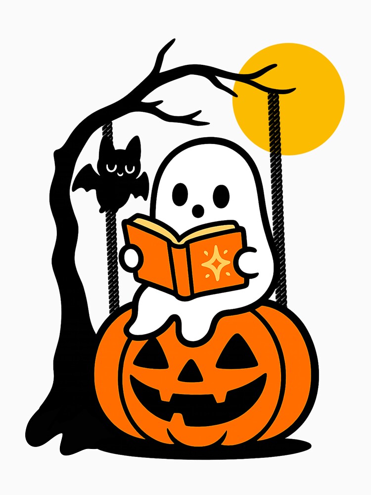 Hanging ghost Halloween Costume Ghost Reading Book by Sasikharn