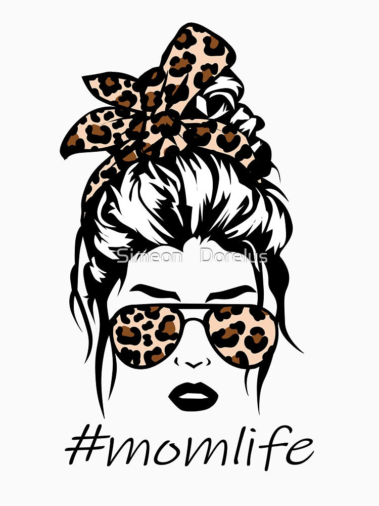 Mom Life Leopard Messy Bun by Simeon	 Dorelus