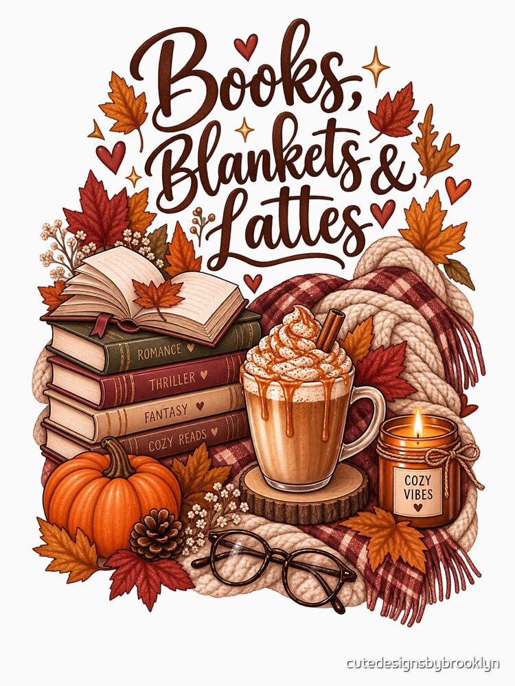 Book blankets and lattes by cutedesignsbybrooklyn