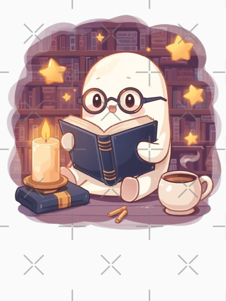 Library Ghost Reading Club | Cute Bookworm Ghost Sticker by Stylestickers55