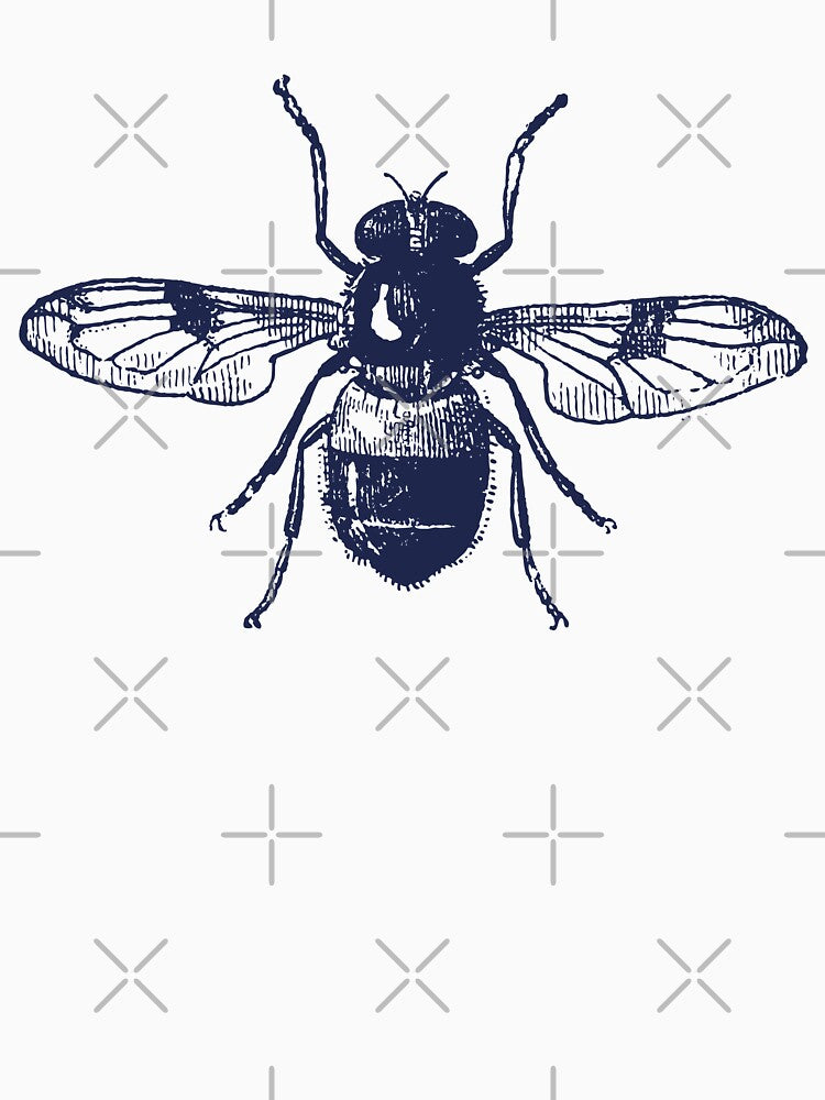 Vintage bee dark academia navy and cream by neopop