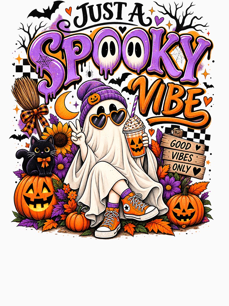 Just a Spooky Vibe Cute Ghost Halloween Design by BeautifyDesign
