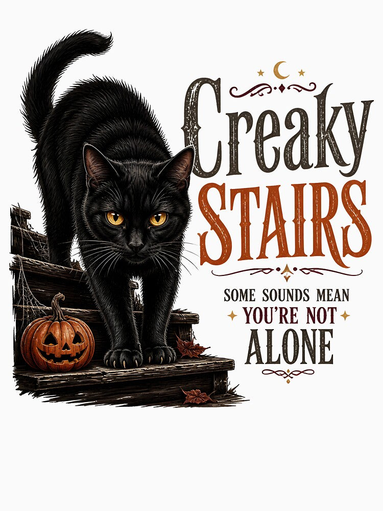 Black Cat On The Stairs Vintage Halloween Label Halloween by BernoNickel