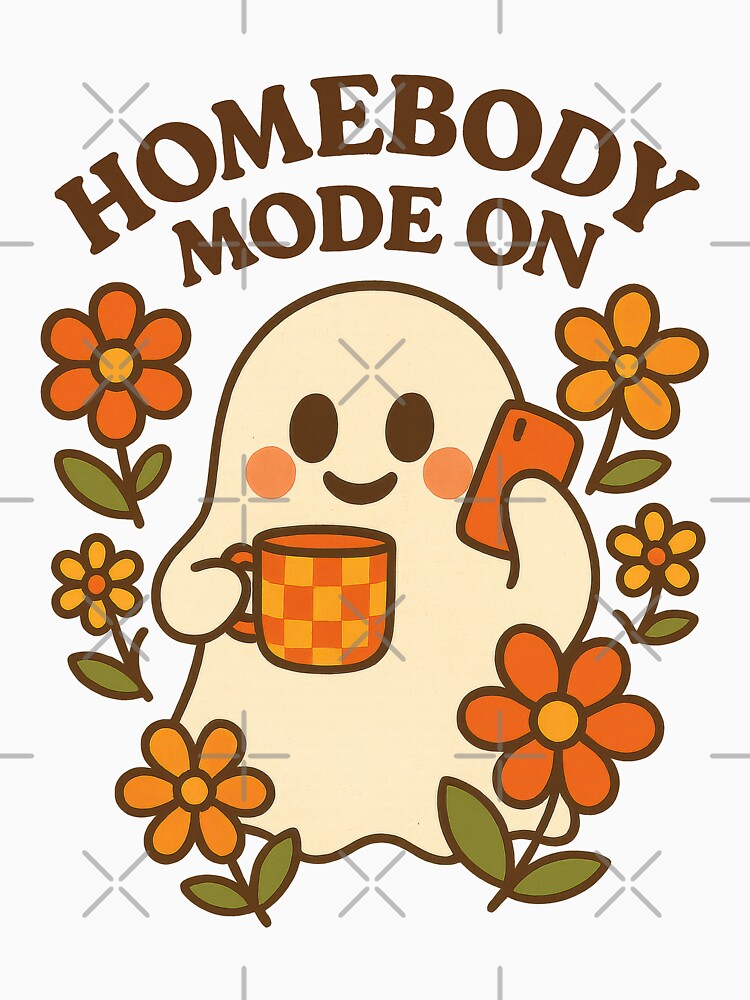 Homebody Mode On Ghost | Cute Cozy Introvert Aesthetic Design by inkoutninja