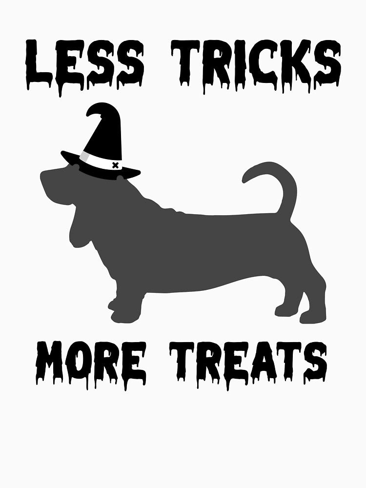 Less Tricks More Treats  – Basset Hound Cute Halloween Dog by Hintotees