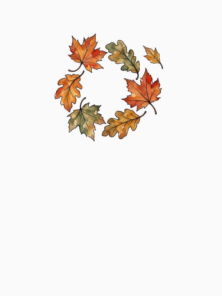 Autumn Leaves Swirling in a Watercolor Ring by Jessie's Palette