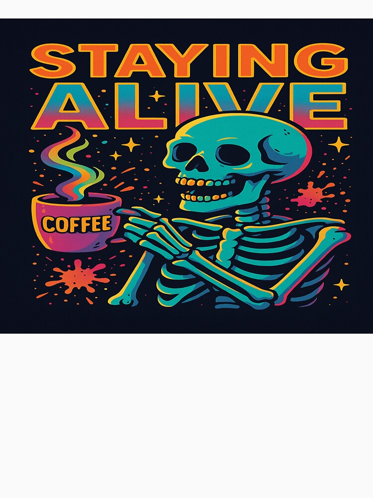 Skeleton Café – Staying Alive | Vintage Halloween Design by faamyo