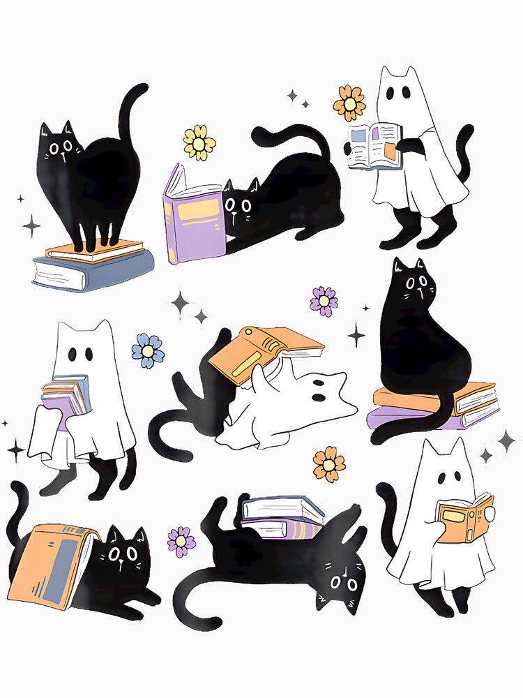 Spooky Bookish Cat Ghosts & Black Cats Reading By Merch, Limited Edition, Perfect Gift For You And by ComptonziArt