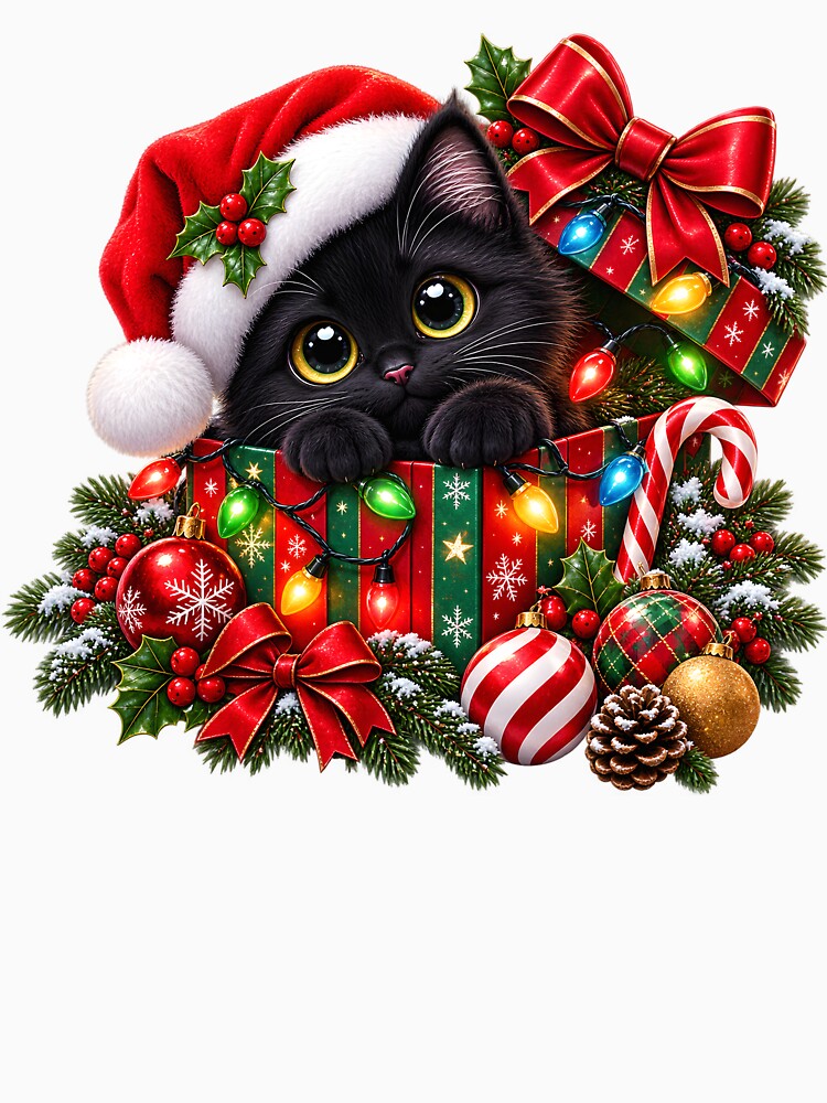 Cute Black Cat Christmas Gift Holiday Design by TinyWeird