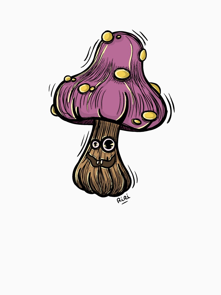 Cute and weird purple mushroom with yellow polka dots and weird face by HappyRiri