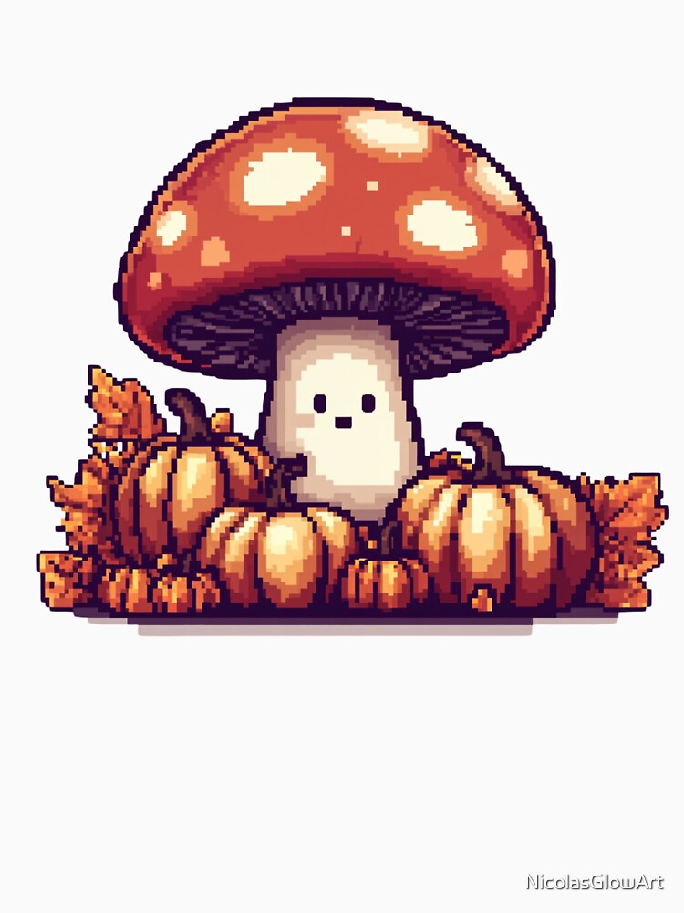 Cute Pixel Autumn Mushroom by NicolasGlowArt