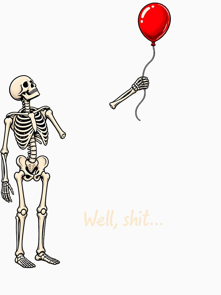 Well Skeleton Holding Balloon Gothic Halloween by HayleePacoch
