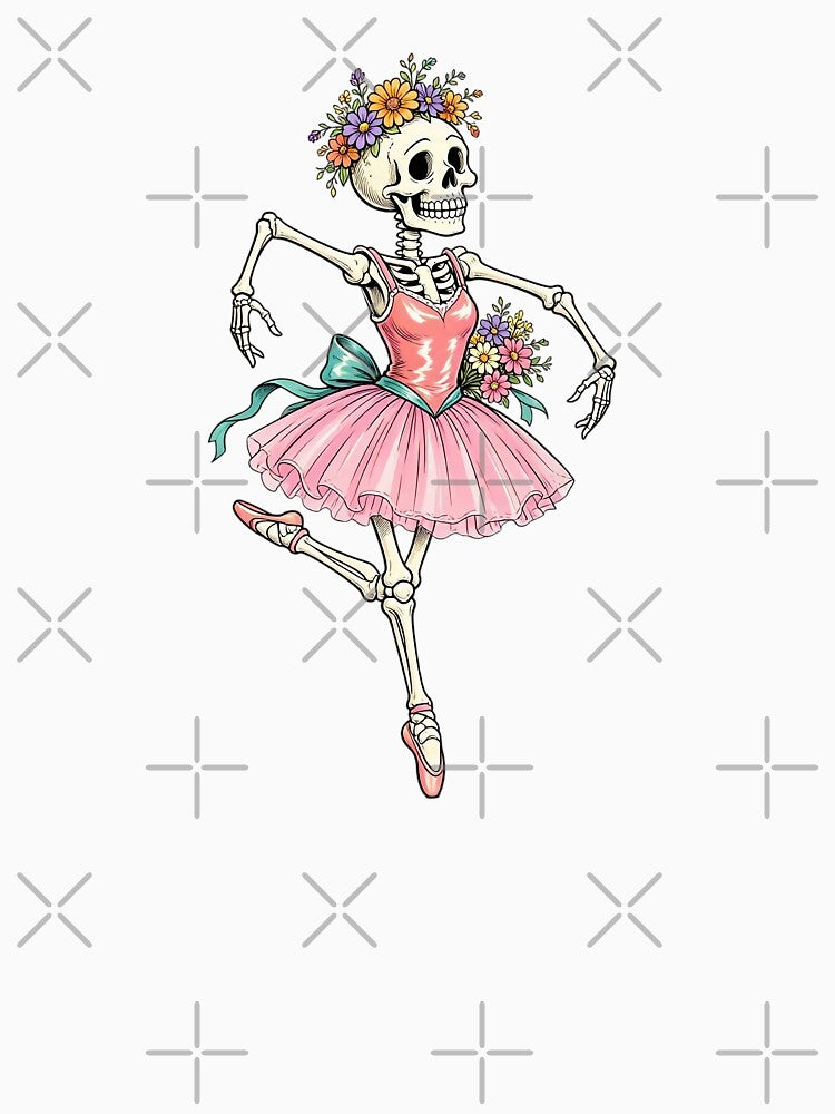 Funny Skeleton Ballerina with Flowers – Dancing Bones by SweetLilith