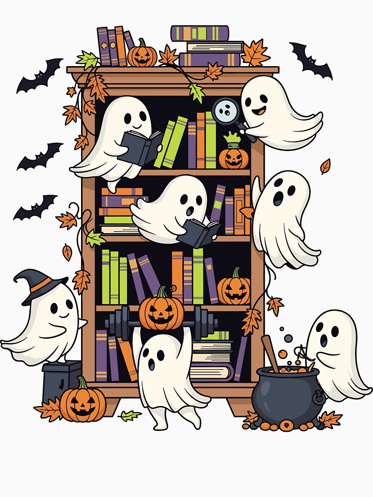 Cute Halloween Bookish Ghosts by arwenlavia