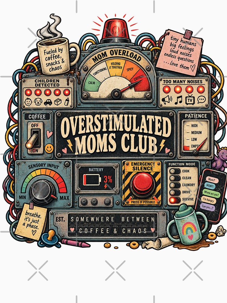 Overstimulated Moms Club Control Panel - Mom Overload Critical Funny Mom Life by Neurospicy Trolls