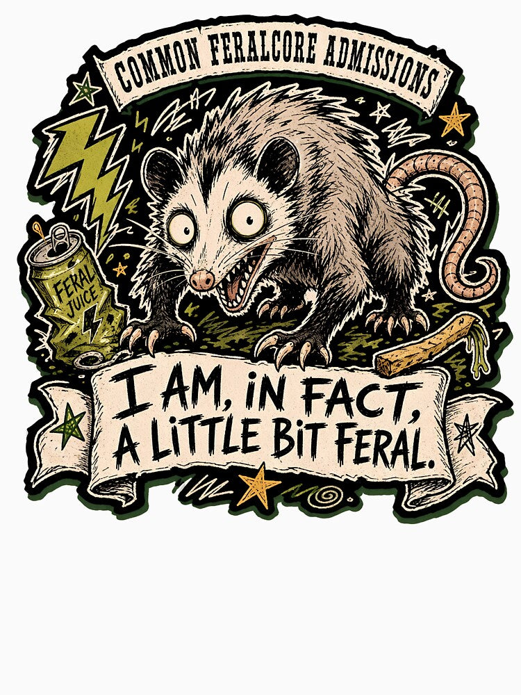 Feral Possum Retro Chaotic Humor by Proud Threads