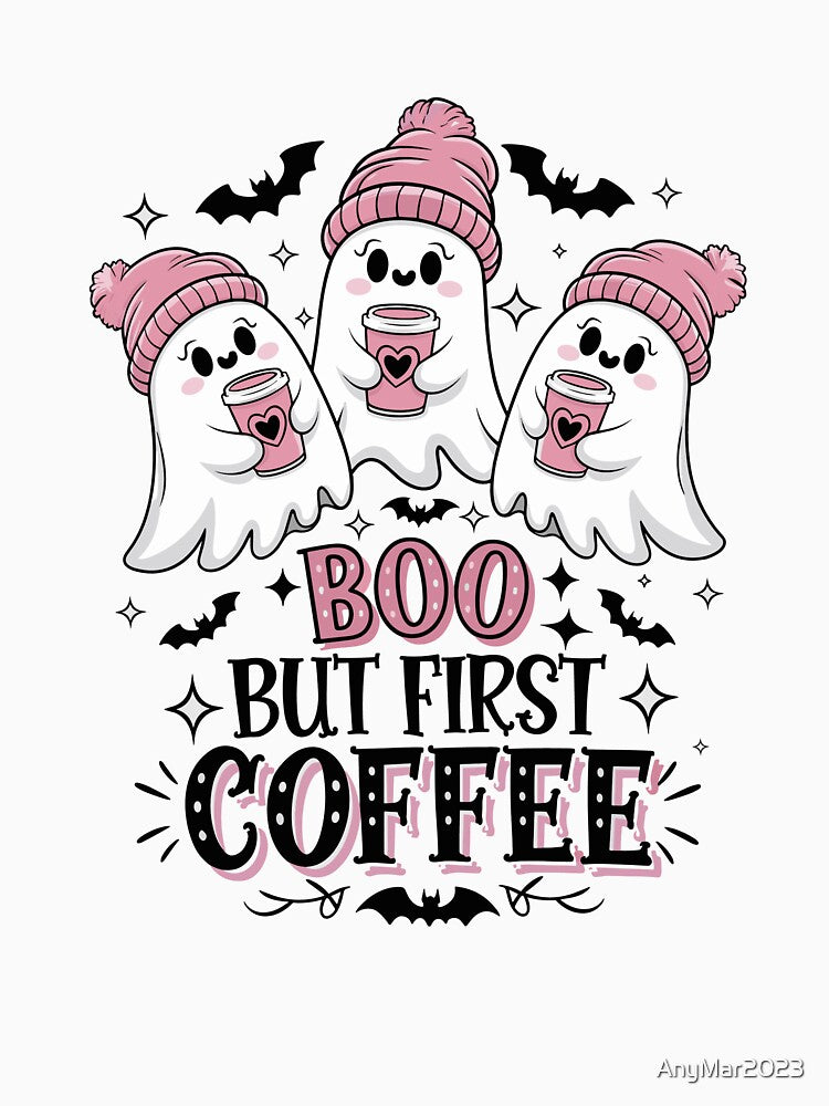 Cute Ghosts Drinking Coffee by AnyMar2023