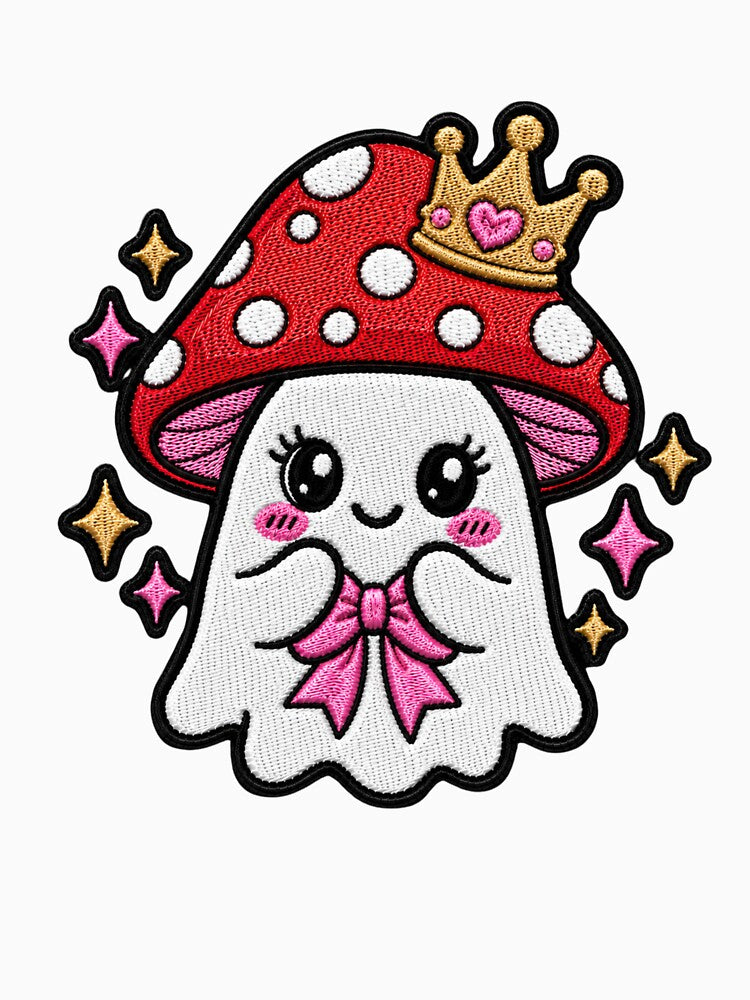 Princess Ghost Kawaii Embroidery Patch Design Cute Mushroom Boo by ColorSplash123