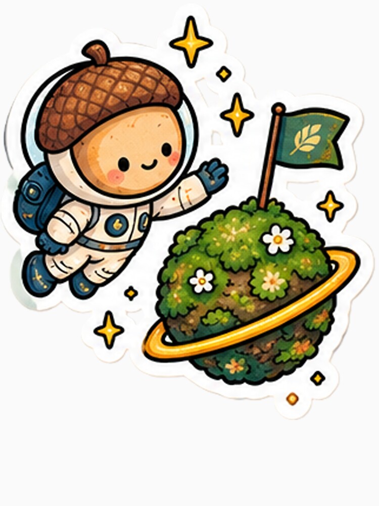 Acorn Astronaut – Whimsical Cosmic Garden Sticker by denybz