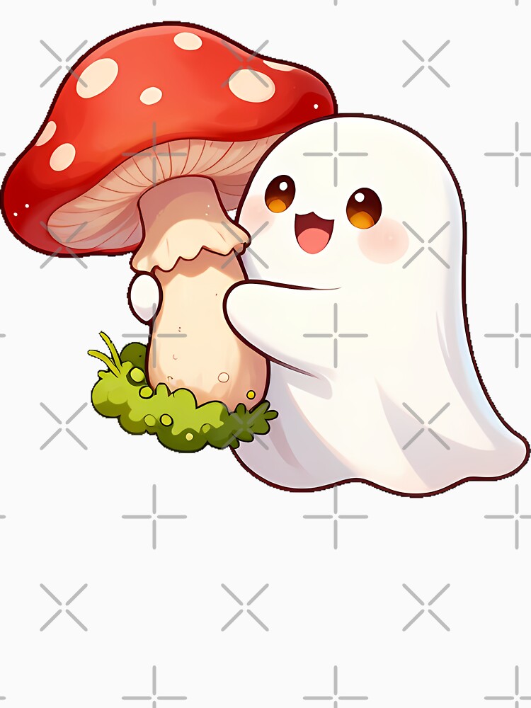 Cute Ghost Hugging Red Polka Dot Mushroom Icon by pumsquare
