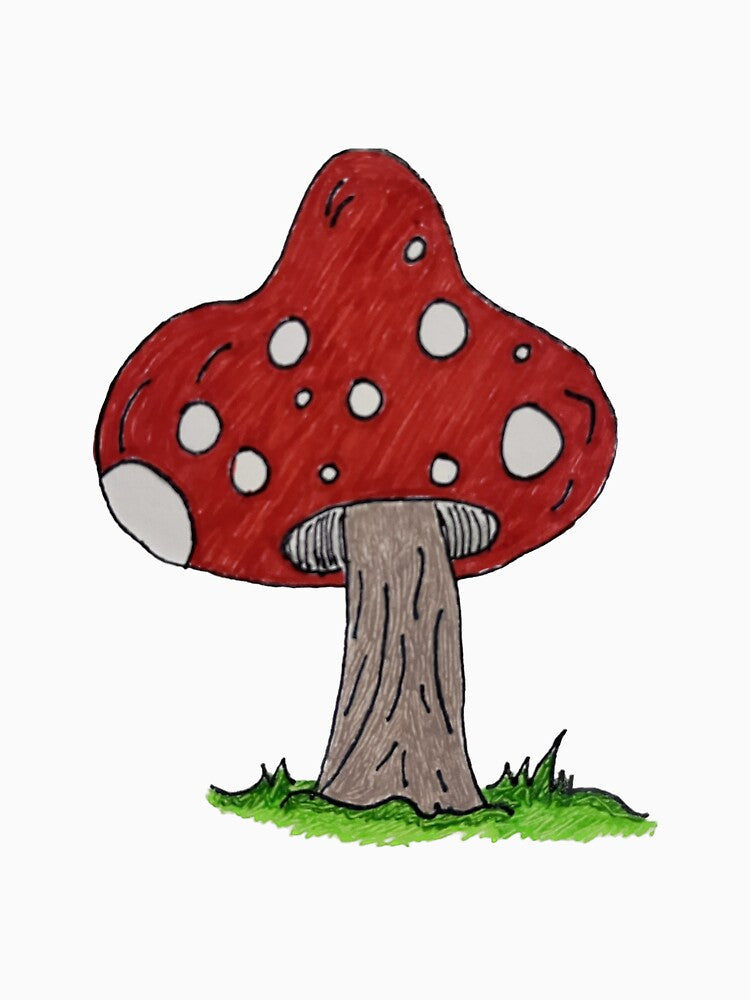 Red Mushroom Drawing by Nina Baldwin