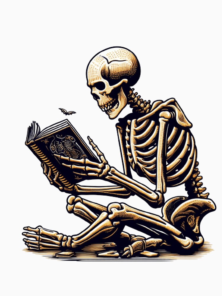 Skeleton Reader: A Spooky Scholar with an Appetite for Knowledge by HalloweenHQ