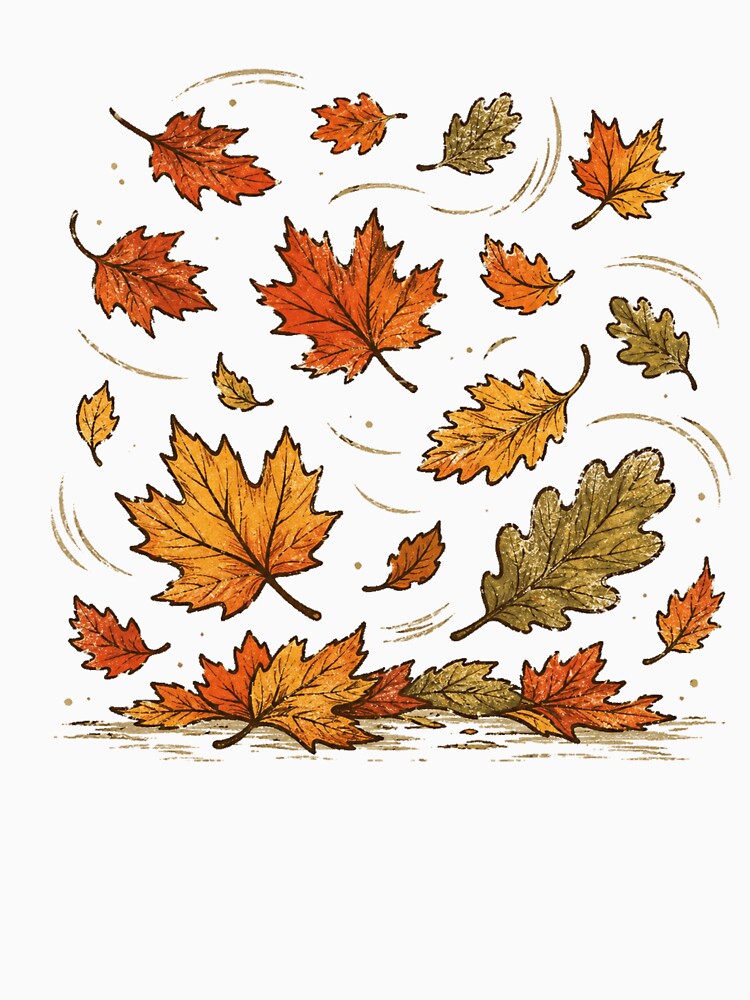 Retro Autumn Leaves Falling Vintage Seasonal Nature by Moizento