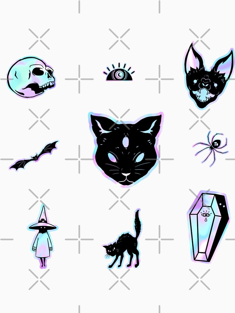 holographic scary stickers by Ashi17
