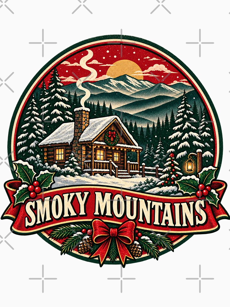 Smoky Mountains Christmas Shirt – Retro Snowy Cabin Badge by Globalcitytees
