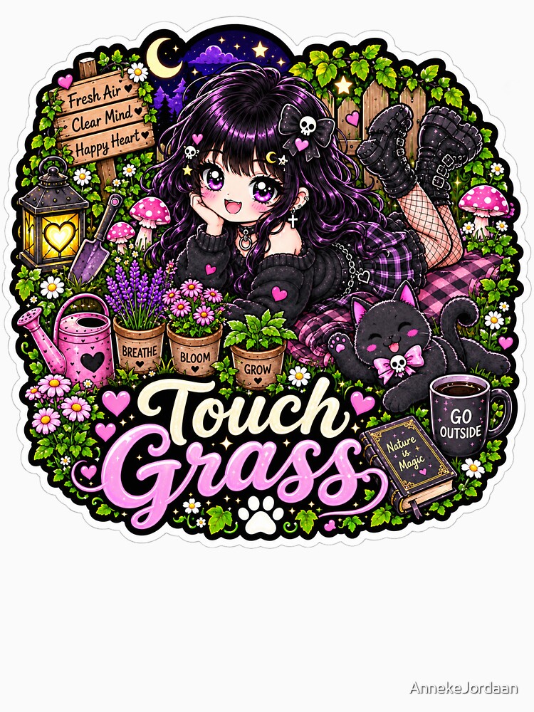 Touch Grass Cozy Goth Sticker by AnnekeJordaan