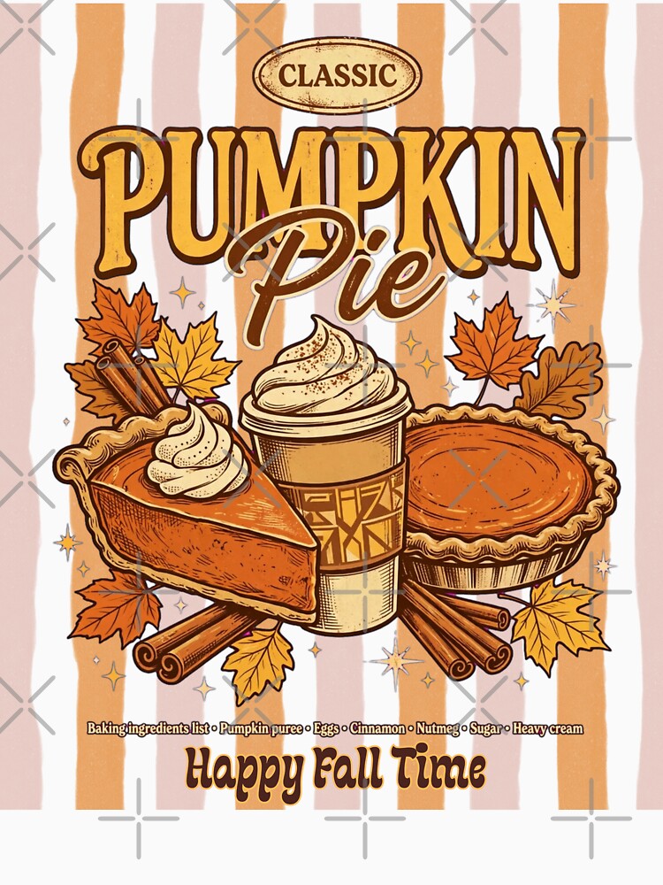 Classic Pumpkin Pie Happy Fall Time - Retro Vintage Fall Design by Neurospicy Trolls