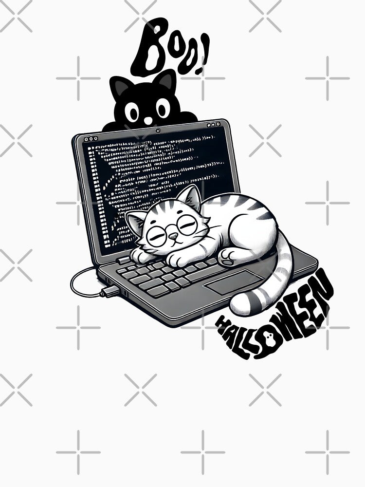 Cute Halloween Coder Cat – Spooky Cat Design by orangemor