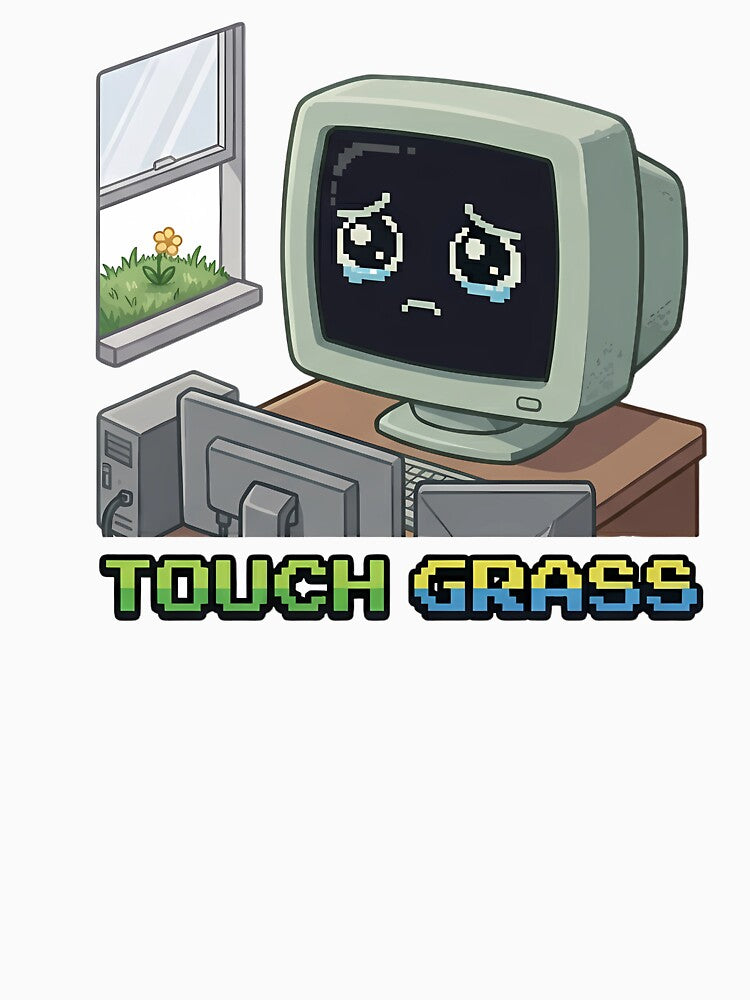Touch Grass Sad Computer by LYZ7VANI