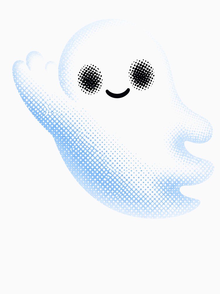 Cute Friendly Blue Halftone Ghost Waving by xMErCUrY03x
