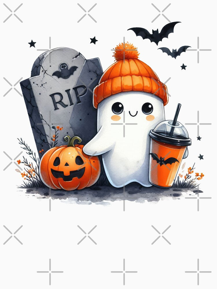 Cute Boo with Pumpkin and Coffee by simonbluevski