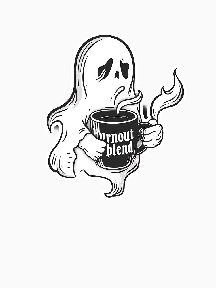 Sleepy Ghost with Coffee by Overthink Juice