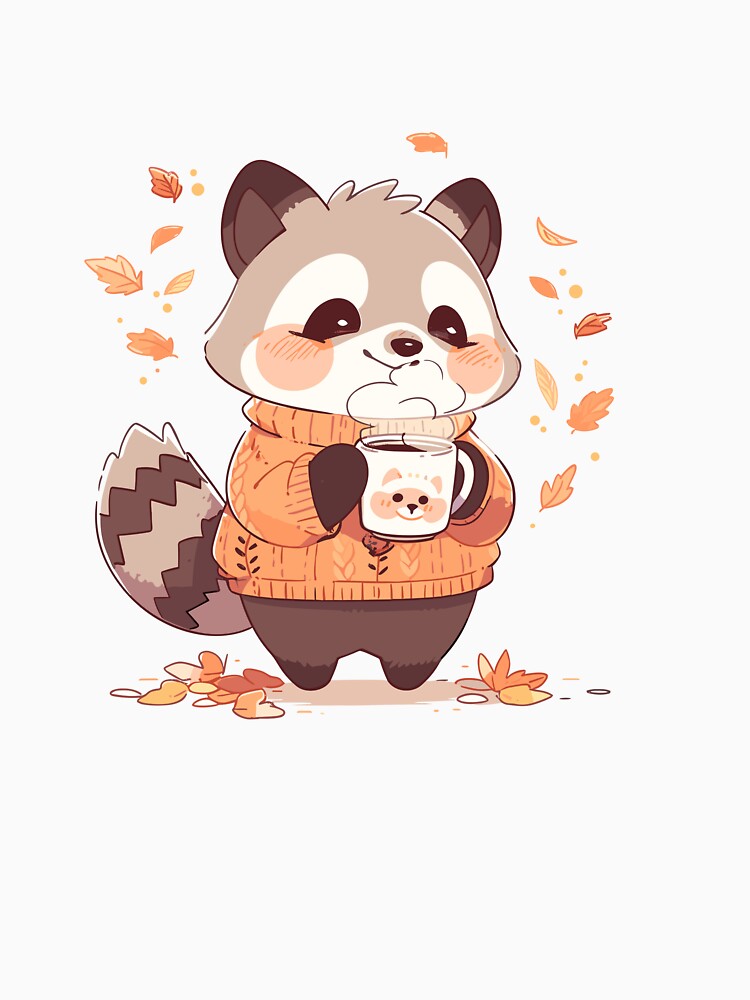 Fall Raccoon with Hot Drink by KIBBYKO
